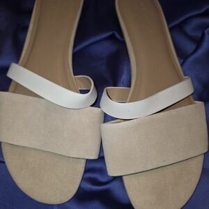 Banana Republic Tan and White Sandals with Minimalist Design